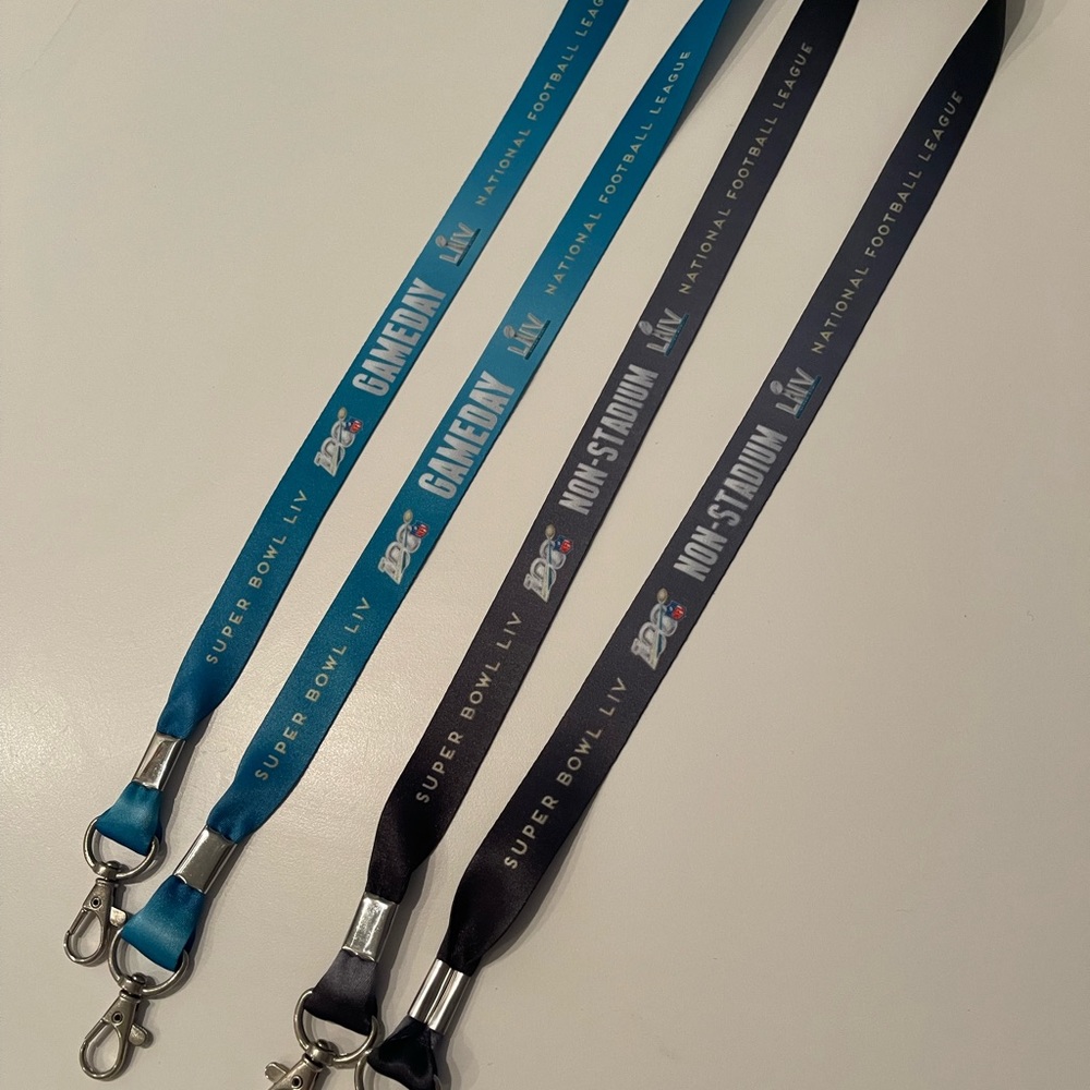 SET of 2 SUPER BOWL LIV (54) MINT UNUSED GAMEDAY FOOTBALL MIAMI FLORIDA LANYARD